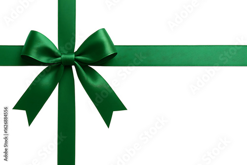 Green gift bow isolated on transparent background