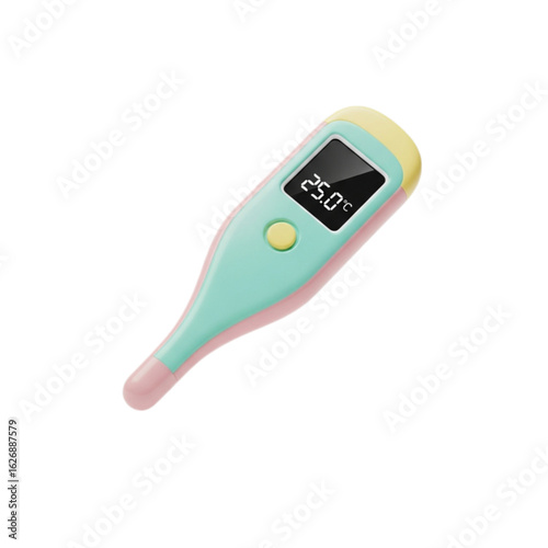 Digital thermometer with pastel colors showing 25 degrees celsius