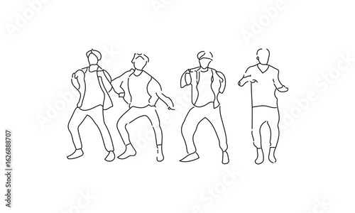 Line Art of Dancing Figures – Minimalist Abstract Movement Illustration