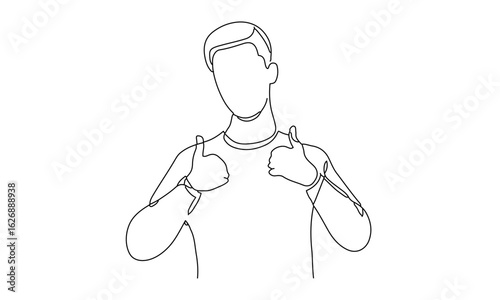 Continuous Line Drawing of a Person Giving Thumbs Up