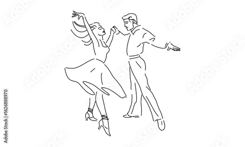 Dancing Couple Line Art

