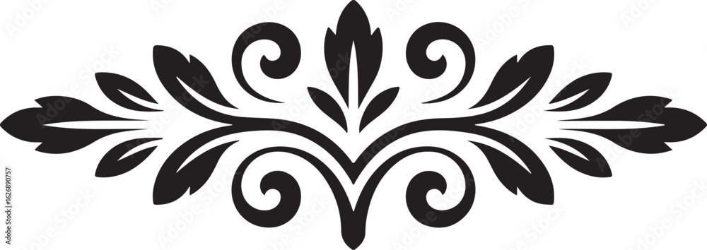 Obraz premium Ornate Black Floral Vector Design Element with Symmetrical Swirls
