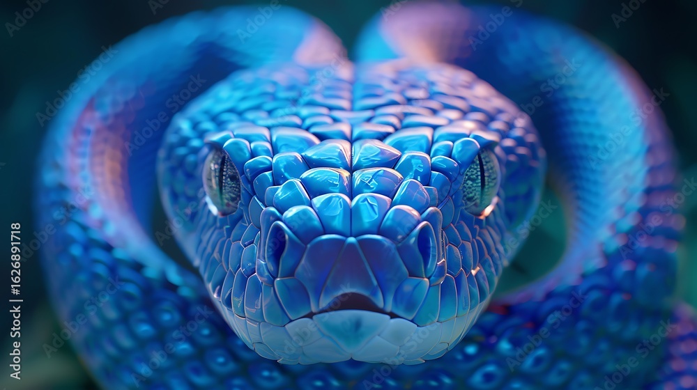 Fototapeta premium blue snake in the dark
