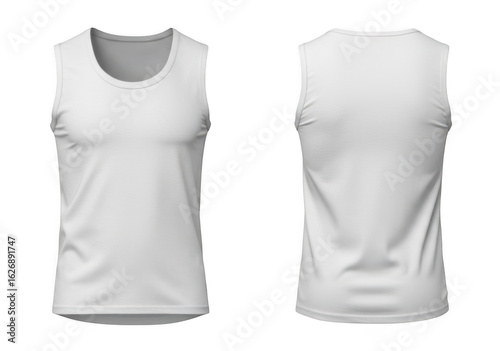 White tank top front and back isolated on transparent background