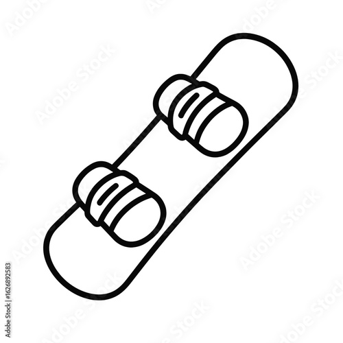 Snowboard Icon with Bindings – Winter Sports Outline Symbol