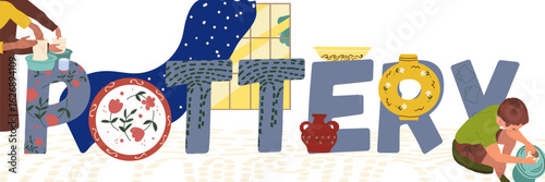 Text Pottery. Hand drawn vector illustration.