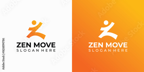 People vector logo design as moving letter Z