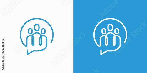 Vector logo design of group of people in conversation bubble