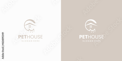 Cat house illustration logo vector