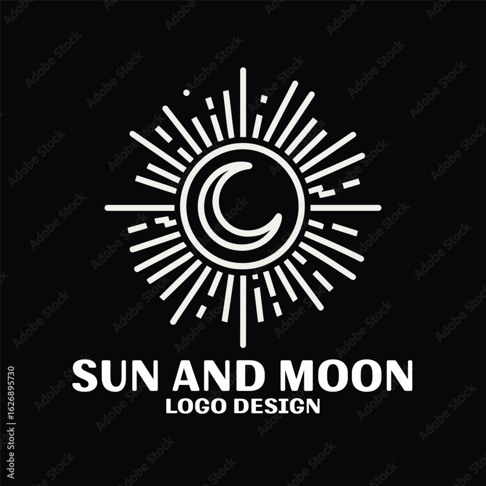 Fototapeta premium Sun And Moon Vector Logo Design
