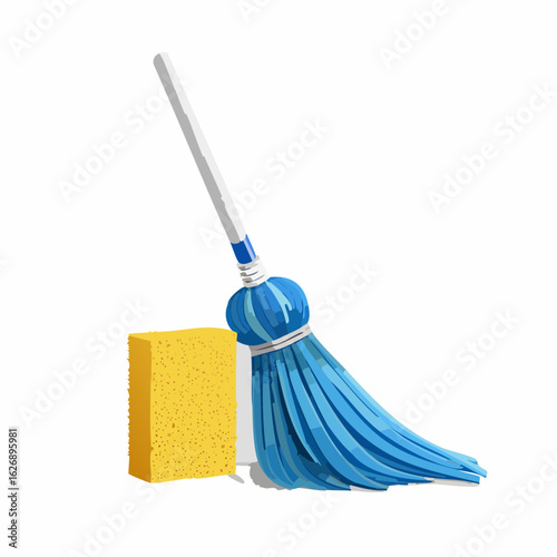Sponge mop leaning in a corner
