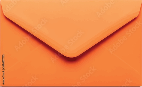 Close up view of a vibrant orange square envelope with a folded flap creating a striking diagonal shadow and a modern minimalist aesthetic
