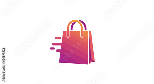 Gradient Shopping Bag Icon with Speed Lines for Fast Delivery Concept.