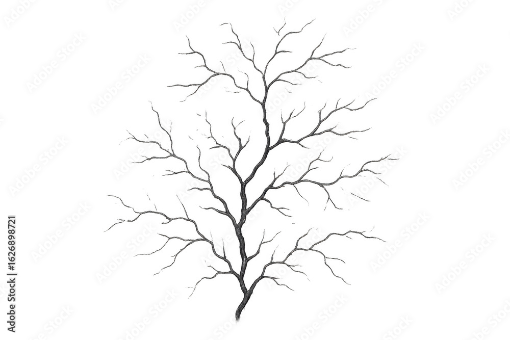 Fototapeta premium Bare tree branches extending on transparent background