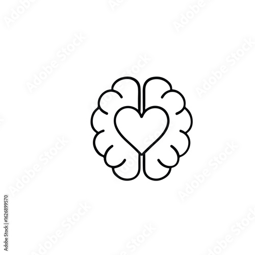 Vector art of brain with heart shape isolated on white background represents love and emotion