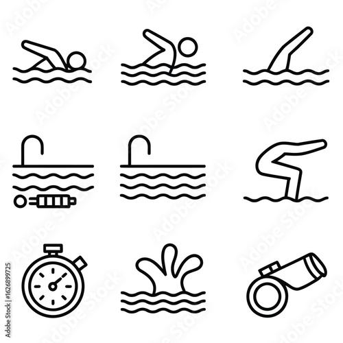 Swimming icons swimmer water