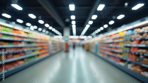 Shopping in blurred supermarket and Retail Stores