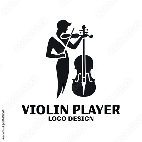 Violin Player Vector Logo Design