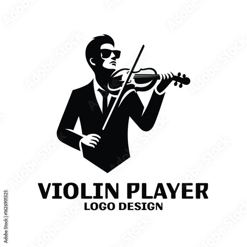 Violin Player Vector Logo Design