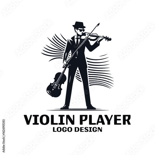 Violin Player Vector Logo Design