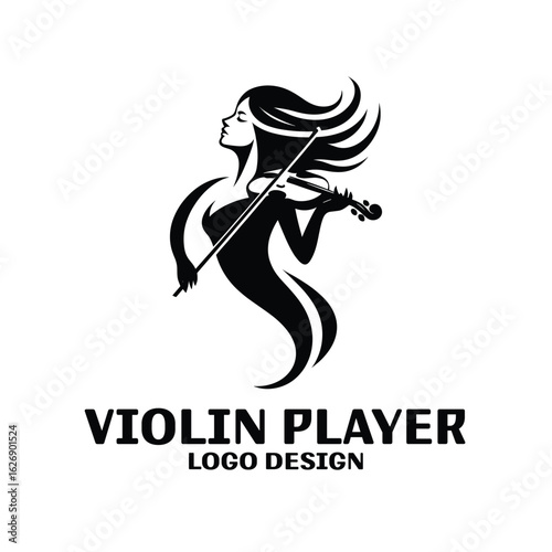 Violin Player Vector Logo Design