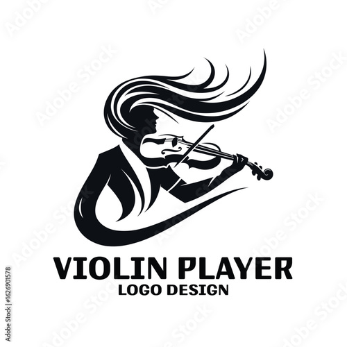 Violin Player Vector Logo Design