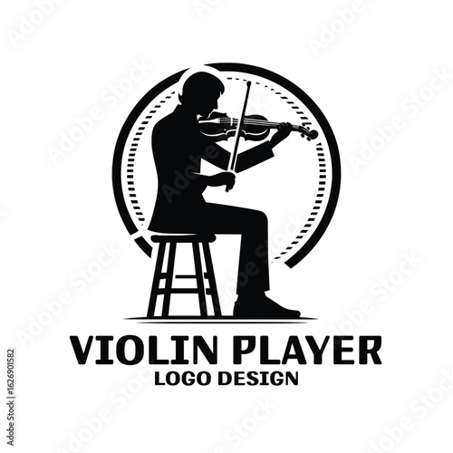Violin Player Vector Logo Design
