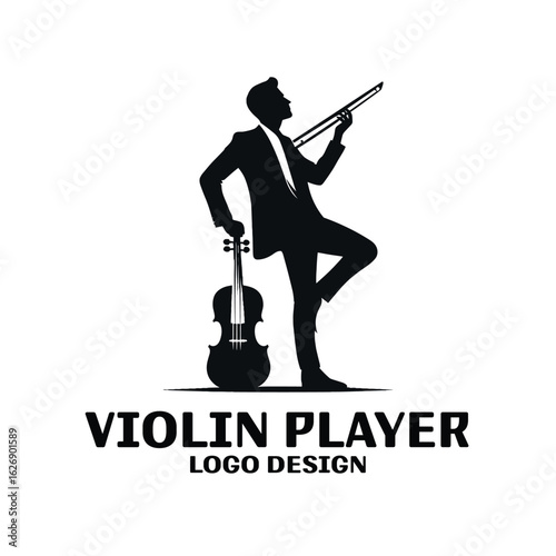 Violin Player Vector Logo Design