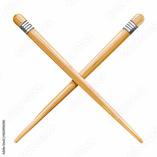 Wooden knitting needles crossed
