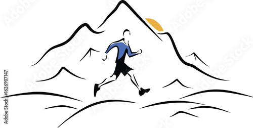 Wallpaper Mural Runner on mountain trail with sun running Torontodigital.ca