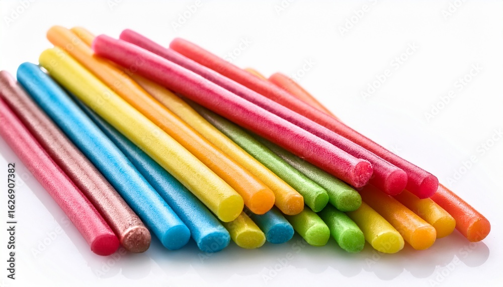 colorful candy sticks arranged on white background colorful candy sticks arranged on white background
