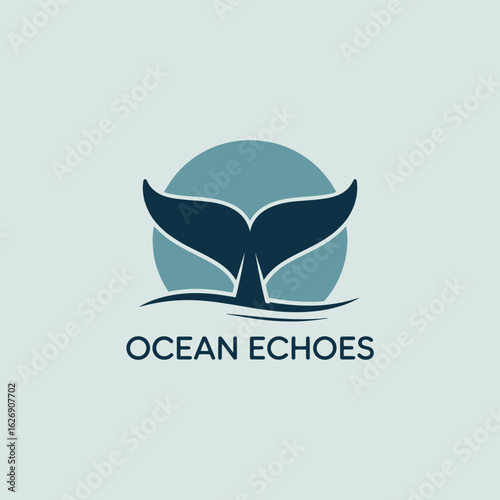 Ocean Echoes Logo Featuring Whale Tail Silhouette Emerging from Water, Symbolizing Marine Conservation Efforts
