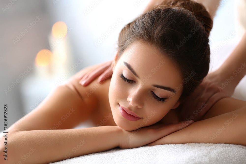 Obraz premium Beautiful young woman relaxing in spa salon