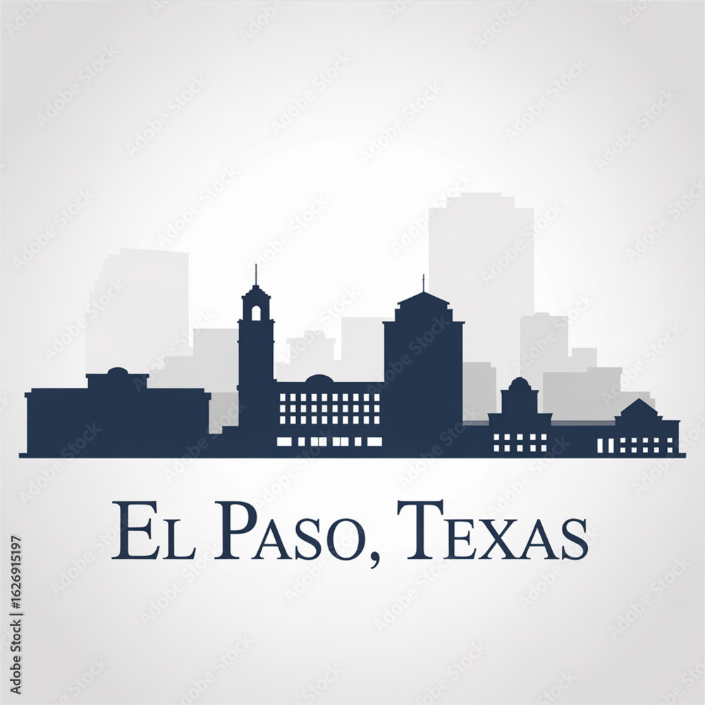 Fototapeta premium El Paso Skyline Silhouette - Iconic Desert City in Texas Vector Illustration