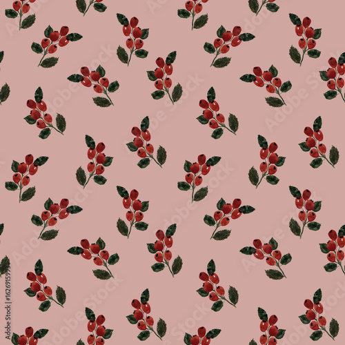 Hand-painted seamless watercolor pattern featuring autumn berries in warm, earthy tones. This cozy and organic design is perfect for a wide range of creative projects.