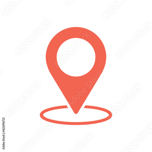 Coral Location Pointer Icon Vector Illustration Symbol Sign. Navigation Pin Point Mark Position Destination