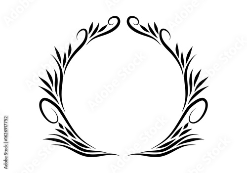 Growing floral oval border animation. Video clip with alpha channel.