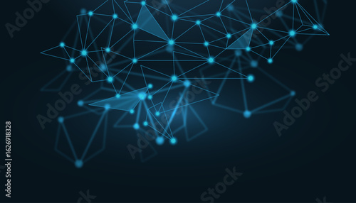 Low Poly Background on Dark Blue Gradient. Modern, Geometric, and Minimalist Abstract Design for Digital Art, 3D Modeling, Wallpapers, and Futuristic Graphic