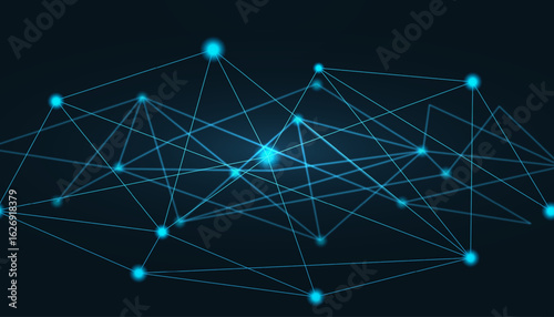 Low Poly Background on Dark Blue Gradient. Modern, Geometric, and Minimalist Abstract Design for Digital Art, 3D Modeling, Wallpapers, and Futuristic Graphic