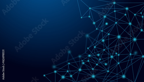 Low Poly Background on Dark Blue Gradient. Modern, Geometric, and Minimalist Abstract Design for Digital Art, 3D Modeling, Wallpapers, and Futuristic Graphic