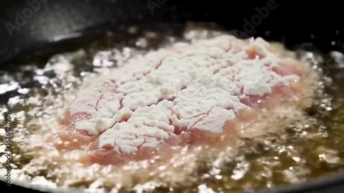 Crispy Chicken Zinger Fillet Frying in Deep Fryer