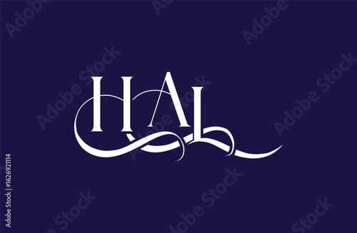 Initial HAL letter logo design. Elegant Monogram Logo Design with Decorative Elements and Typography