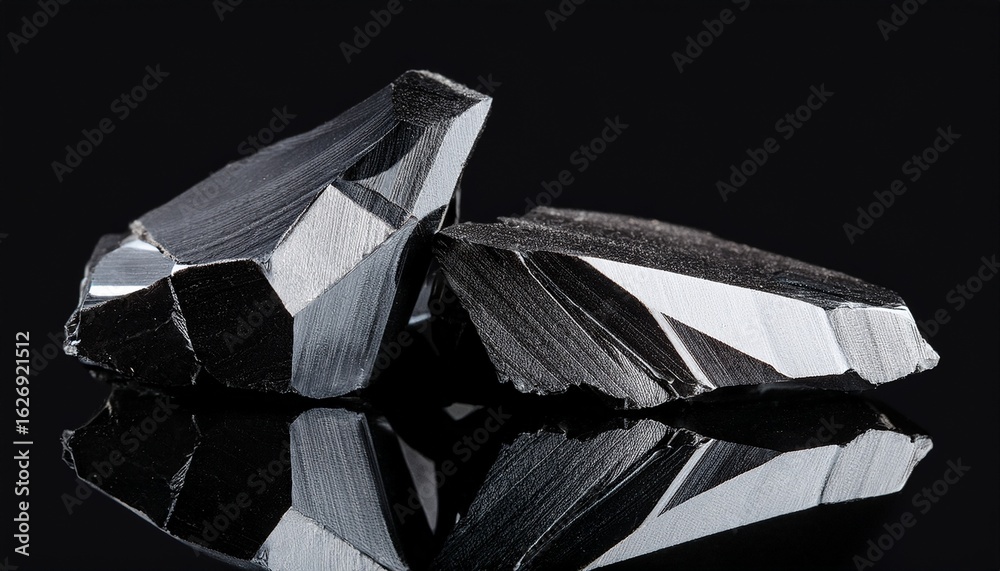 Fototapeta premium shiny obsidian shards on black background