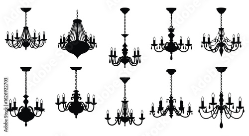 Elegant Chandelier Silhouettes Collection for Interior Design and Decoration Projects