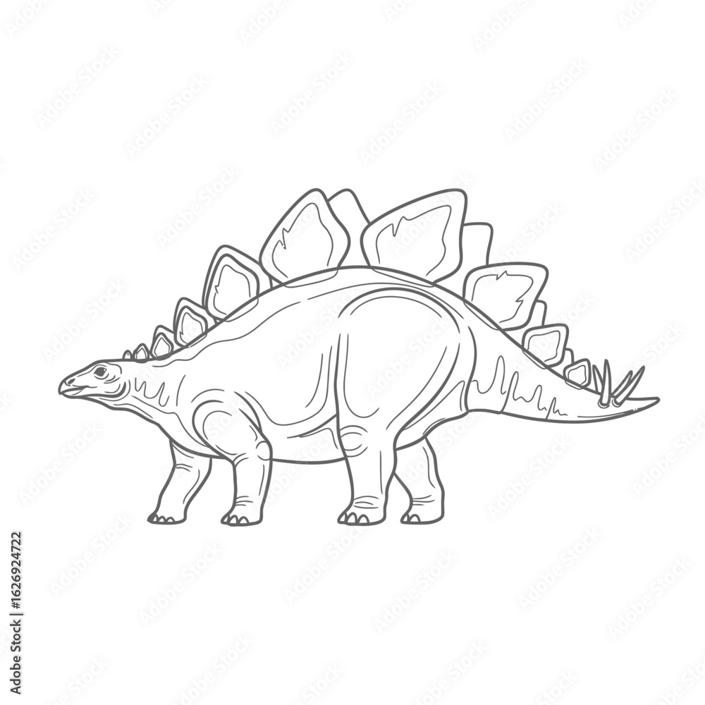 Fototapeta premium Stegosaurus Dinosaur Outline Illustration