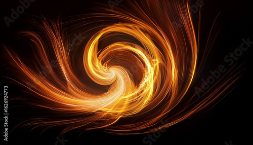 abstract fire swirl on dark background in motion