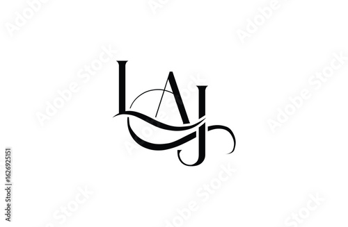 Initial LAJ letter logo design. Elegant Monogram Logo Design with Decorative Elements and Typography