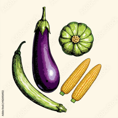 fresh vegetables isolated on white