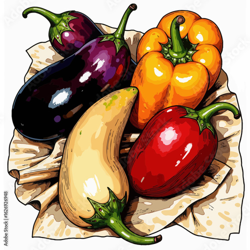 set of fresh vegetables