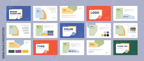Brand Guidelines Template – Modern Landscape Identity Presentation, Logo Strategy Guide Book Layout, Business Identity Design for Corporate, Medical, Industrial, and Creative Agencies